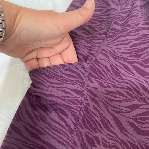 Zella Womens Leggings Sz M Purple Zebra Pockets Stretch Casual Athletic Pants - Picture 7 of 10